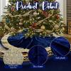 imageOurWarm 48in Luxury Velvet Christmas Tree Skirt for 575 Ft Tree Royal Blue Large Fur Plush Xmas Tree Skirts with Gold Glitter and Bow Classic Vintage Christmas Tree Decorations for New Year HomeBlue