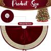 imageOurWarm 48in Luxury Velvet Christmas Tree Skirt for 575 Ft Tree Royal Blue Large Fur Plush Xmas Tree Skirts with Gold Glitter and Bow Classic Vintage Christmas Tree Decorations for New Year HomeRed