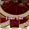 imageOurWarm 48in Luxury Velvet Christmas Tree Skirt for 575 Ft Tree Royal Blue Large Fur Plush Xmas Tree Skirts with Gold Glitter and Bow Classic Vintage Christmas Tree Decorations for New Year HomeRed