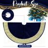 imageOurWarm 48in Luxury Velvet Christmas Tree Skirt for 575 Ft Tree Royal Blue Large Fur Plush Xmas Tree Skirts with Gold Glitter and Bow Classic Vintage Christmas Tree Decorations for New Year HomeBlue