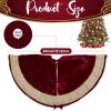 imageOurWarm 48in Luxury Velvet Christmas Tree Skirt for 575 Ft Tree Royal Blue Large Fur Plush Xmas Tree Skirts with Gold Glitter and Bow Classic Vintage Christmas Tree Decorations for New Year HomeRed
