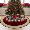 imageOurWarm 48in Luxury Velvet Christmas Tree Skirt for 575 Ft Tree Royal Blue Large Fur Plush Xmas Tree Skirts with Gold Glitter and Bow Classic Vintage Christmas Tree Decorations for New Year HomeRed