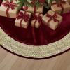 imageOurWarm 48in Luxury Velvet Christmas Tree Skirt for 575 Ft Tree Royal Blue Large Fur Plush Xmas Tree Skirts with Gold Glitter and Bow Classic Vintage Christmas Tree Decorations for New Year HomeRed