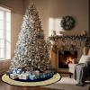 imageOurWarm 48in Luxury Velvet Christmas Tree Skirt for 575 Ft Tree Royal Blue Large Fur Plush Xmas Tree Skirts with Gold Glitter and Bow Classic Vintage Christmas Tree Decorations for New Year HomeBlue