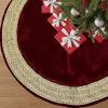 imageOurWarm 48in Luxury Velvet Christmas Tree Skirt for 575 Ft Tree Royal Blue Large Fur Plush Xmas Tree Skirts with Gold Glitter and Bow Classic Vintage Christmas Tree Decorations for New Year HomeRed