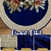 imageOurWarm 48in Luxury Velvet Christmas Tree Skirt for 575 Ft Tree Royal Blue Large Fur Plush Xmas Tree Skirts with Gold Glitter and Bow Classic Vintage Christmas Tree Decorations for New Year HomeBlue