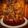 imageOurWarm 48in Luxury Velvet Christmas Tree Skirt for 575 Ft Tree Royal Blue Large Fur Plush Xmas Tree Skirts with Gold Glitter and Bow Classic Vintage Christmas Tree Decorations for New Year HomeRed
