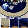imageOurWarm 48in Luxury Velvet Christmas Tree Skirt for 575 Ft Tree Royal Blue Large Fur Plush Xmas Tree Skirts with Gold Glitter and Bow Classic Vintage Christmas Tree Decorations for New Year HomeBlue