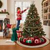 imageOurWarm 48in Luxury Velvet Christmas Tree Skirt for 575 Ft Tree Royal Blue Large Fur Plush Xmas Tree Skirts with Gold Glitter and Bow Classic Vintage Christmas Tree Decorations for New Year HomeRed