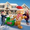 imageOurWarm 5 FT Christmas Inflatable Outdoor Decoration Dog Biting Gingerbread Inflatable with LED Lights Funny Christmas Blow up Yard Decorations for Indoor Outside Lawn Garden Party