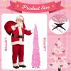imageOurWarm 5 FT Pink Pop Up Christmas Tree with 60 LED Lights Tinsel Collapsible Christmas Tree with Sequins Prelit Artificial Pencil Xmas Tree for Home Room Indoor Outdoor Holiday Party Decoration