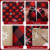 imageOurWarm 72 Inch Christmas Tree Skirt Buffalo Plaid Tree Skirt for 75 ft Tree to 12ft Tree Double Sided Burlap Tree Skirt Snowflake Xmas Tree Skirts for Winter Rustic Boho Farmhouse Tree Decor