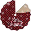 imageOurWarm 72 Inch Christmas Tree Skirt Buffalo Plaid Tree Skirt for 75 ft Tree to 12ft Tree Double Sided Burlap Tree Skirt Snowflake Xmas Tree Skirts for Winter Rustic Boho Farmhouse Tree Decor