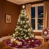 imageOurWarm 72 Inch Christmas Tree Skirt Buffalo Plaid Tree Skirt for 75 ft Tree to 12ft Tree Double Sided Burlap Tree Skirt Snowflake Xmas Tree Skirts for Winter Rustic Boho Farmhouse Tree Decor
