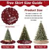 imageOurWarm 72 Inch Christmas Tree Skirt Buffalo Plaid Tree Skirt for 75 ft Tree to 12ft Tree Double Sided Burlap Tree Skirt Snowflake Xmas Tree Skirts for Winter Rustic Boho Farmhouse Tree Decor