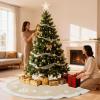 imageOurWarm 72 inch Christmas Tree Skirt Burlap Tree Skirt for 75 ft Tree to 12 ft Tree Large Snowflake Tree Skirt with Faux Fur Xmas Tree Skirts for Winter Indoor Holiday Christmas Tree Decor
