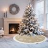 imageOurWarm 72 inch Christmas Tree Skirt Burlap Tree Skirt for 75 ft Tree to 12 ft Tree Large Snowflake Tree Skirt with Faux Fur Xmas Tree Skirts for Winter Indoor Holiday Christmas Tree Decor