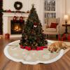 imageOurWarm 72 inch Christmas Tree Skirt Burlap Tree Skirt for 75 ft Tree to 12 ft Tree Large Snowflake Tree Skirt with Faux Fur Xmas Tree Skirts for Winter Indoor Holiday Christmas Tree Decor