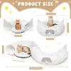 imageOurWarm Cat Tunnel Bed Under Christmas Tree White Soft Plush Cat Donut Tunnel Tree Skirt with Silver Snowflake Pattern Peekaboo Cat Cave with 11 Pcs Interactive Toys for Indoor Cats Small Animals