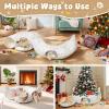 imageOurWarm Cat Tunnel Bed Under Christmas Tree White Soft Plush Cat Donut Tunnel Tree Skirt with Silver Snowflake Pattern Peekaboo Cat Cave with 11 Pcs Interactive Toys for Indoor Cats Small Animals