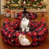 imageOurWarm Cat Tunnel Christmas Tree Skirt Cat Bed for Indoor Cats with Hanging Ball Buffalo Plaid Tree Collar Cats Cave for Felines Pet Indoor Outdoor Christmas Decorations