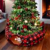 imageOurWarm Cat Tunnel Christmas Tree Skirt Cat Bed for Indoor Cats with Hanging Ball Buffalo Plaid Tree Collar Cats Cave for Felines Pet Indoor Outdoor Christmas Decorations