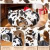 imageOurWarm Cat Tunnel Christmas Tree Skirt Cow Print Cat Tunnels for Indoor Cats with Washable Mat and Hanging Ball Round Cat Tunnel Bed Cat Donut Tunnel with 11 Cats Toys for Puppy Rabbit Cats Bed