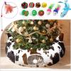 imageOurWarm Cat Tunnel Christmas Tree Skirt Cow Print Cat Tunnels for Indoor Cats with Washable Mat and Hanging Ball Round Cat Tunnel Bed Cat Donut Tunnel with 11 Cats Toys for Puppy Rabbit Cats Bed