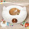 imageOurWarm Christmas Cat Tunnel Tree Skirt Soft Plush Cat Donut Tunnel Bed with Washable Mat ampamp 11 Pcs Interactive Toys Peekaboo Cat Cave Under Christmas Tree for Indoor Cats Small Animals