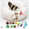 imageOurWarm Christmas Cat Tunnel Tree Skirt Soft Plush Cat Donut Tunnel Bed with Washable Mat ampamp 11 Pcs Interactive Toys Peekaboo Cat Cave Under Christmas Tree for Indoor Cats Small Animals