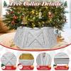 imageOurWarm Christmas Tree Collar Hexagon Christmas Tree Ring 28quot Fabric Collapsible Trees Skirt Rustic DoubleSided Christmas Trees Box Base for Home Festive Xmas Decorations