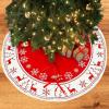 imageOurWarm Christmas Tree Skirt 36 Inch Small Xmas Tree Skirts with Snowflake and Reindeer Pattern Red and White Tree Mat for Christmas Winter Holiday Indoor Decorations