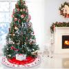 imageOurWarm Christmas Tree Skirt 36 Inch Small Xmas Tree Skirts with Snowflake and Reindeer Pattern Red and White Tree Mat for Christmas Winter Holiday Indoor Decorations