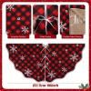 imageOurWarm Christmas Tree Skirt 60 Inches Buffalo Plaid Red Tree Skirt for 7 ft Tree or 9ft Tree Double Sided Burlap Tree Skirt Snowflake Xmas Tree Skirts for Winter Rustic Boho Farmhouse Tree Decor