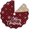 imageOurWarm Christmas Tree Skirt 60 Inches Buffalo Plaid Red Tree Skirt for 7 ft Tree or 9ft Tree Double Sided Burlap Tree Skirt Snowflake Xmas Tree Skirts for Winter Rustic Boho Farmhouse Tree Decor