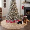 imageOurWarm Christmas Tree Skirt 60 Inches Buffalo Plaid Red Tree Skirt for 7 ft Tree or 9ft Tree Double Sided Burlap Tree Skirt Snowflake Xmas Tree Skirts for Winter Rustic Boho Farmhouse Tree Decor