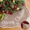 imageOurWarm Christmas Tree Skirt 60 Inches Buffalo Plaid Red Tree Skirt for 7 ft Tree or 9ft Tree Double Sided Burlap Tree Skirt Snowflake Xmas Tree Skirts for Winter Rustic Boho Farmhouse Tree Decor