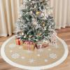 imageOurWarm Christmas Tree Skirt 60 inches Burlap Tree Skirt for 75 ft Tree to 9 ft Tree Large Snowflake Tree Skirt with Faux Fur Xmas Tree Skirts for Winter Indoor Holiday Christmas Tree Decor