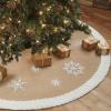imageOurWarm Christmas Tree Skirt 60 inches Burlap Tree Skirt for 75 ft Tree to 9 ft Tree Large Snowflake Tree Skirt with Faux Fur Xmas Tree Skirts for Winter Indoor Holiday Christmas Tree Decor