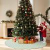 imageOurWarm Christmas Tree Skirt 60 inches Floral Block Green Tree Skirt for 75 ft Tree to 9 ft Tree Large Tree Skirt with Flower Patterns Xmas Tree Skirts for Winter Holiday Christmas Tree Decor