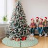 imageOurWarm Christmas Tree Skirt 60 inches Floral Block Green Tree Skirt for 75 ft Tree to 9 ft Tree Large Tree Skirt with Flower Patterns Xmas Tree Skirts for Winter Holiday Christmas Tree Decor