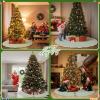 imageOurWarm Christmas Tree Skirt 60 inches Floral Block Green Tree Skirt for 75 ft Tree to 9 ft Tree Large Tree Skirt with Flower Patterns Xmas Tree Skirts for Winter Holiday Christmas Tree Decor