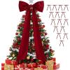 imageOurWarm Christmas Tree Topper Bow with Long Ribbon 275 x 787 Inch Large Red Christmas Bow with 30 Small Red Velvet Bows for Christmas Tree Christmas Tree Bows for Home Wreath Car Outdoor Decor