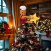 imageOurWarm Gingerbread Christmas Tree Topper Star Lighted Plush Stuffed Tree Toppers Christmas Decorations Indoor Christmas Star Tree Topper with Lights for Wine Bottle Curtain Christmas Tree DecorGingerbread