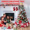 imageOurWarm Large Cat Tunnel Bed for Indoor Cats with 11 Toys Round Donut Cat Cave Under Christmas Tree Skirt Red Snowflake Christmas Cats Tunnel with Soft Mat Xmas Decor for Kitten Rabbit Puppy Play
