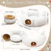 imageOurWarm Large Cat Tunnel Bed for Indoor Cats with Soft Cushion ampamp Cat Toys Round Under Tree Cats Donut Tunnel Christmas Tree Skirt White Plush Pet Peekaboo Cave for KittenPuppyRabbit to Play