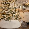 imageOurWarm White Christmas Tree Collar Luxury Plush Faux Fur Tree Collar with Stripe Textured Pattern Soft Fluffy Xmas Tree Ring Boho Tree Skirt for Holiday Decorations Indoor Home DecorStriped