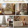 imageOurWarm White Christmas Tree Collar Luxury Plush Faux Fur Tree Collar with Stripe Textured Pattern Soft Fluffy Xmas Tree Ring Boho Tree Skirt for Holiday Decorations Indoor Home DecorArrow