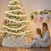 imageOurWarm White Christmas Tree Collar Luxury Plush Faux Fur Tree Collar with Stripe Textured Pattern Soft Fluffy Xmas Tree Ring Boho Tree Skirt for Holiday Decorations Indoor Home DecorTrees
