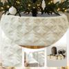 imageOurWarm White Christmas Tree Collar Luxury Plush Faux Fur Tree Collar with Stripe Textured Pattern Soft Fluffy Xmas Tree Ring Boho Tree Skirt for Holiday Decorations Indoor Home DecorTrees